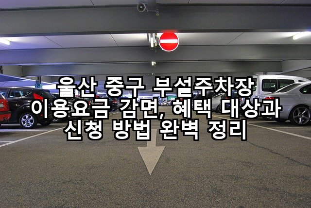 울산 중구 부설주차장 이용요금 감면, 혜택 대상과 신청 방법 완벽 정리